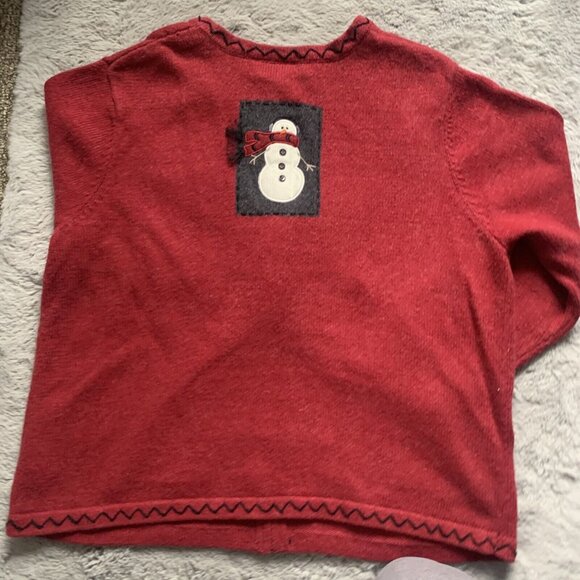 Croft & Barrow Women's Full Zip Christmas Sweater Size1X Embroidered Snowman Red - Picture 9 of 9